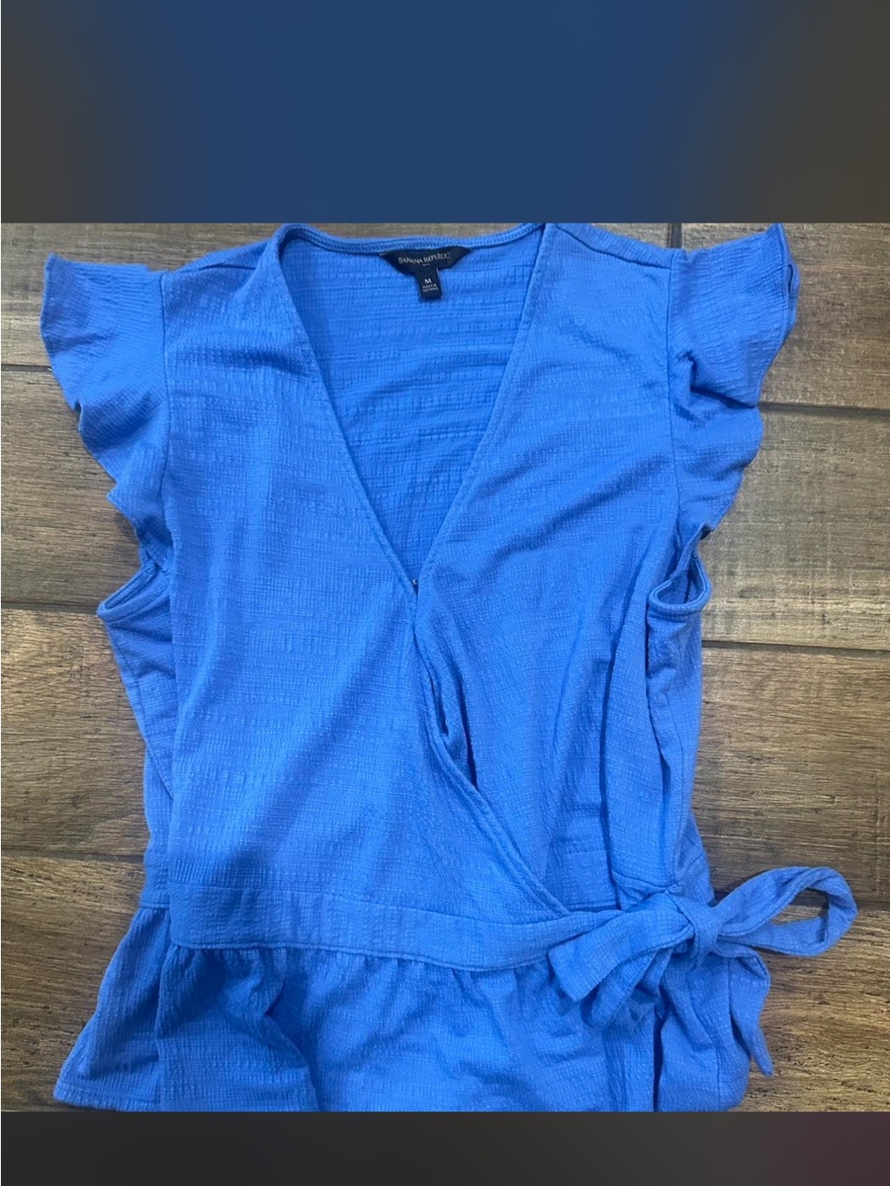 Banana Republic Blue Wrap Tie Peplum Top
